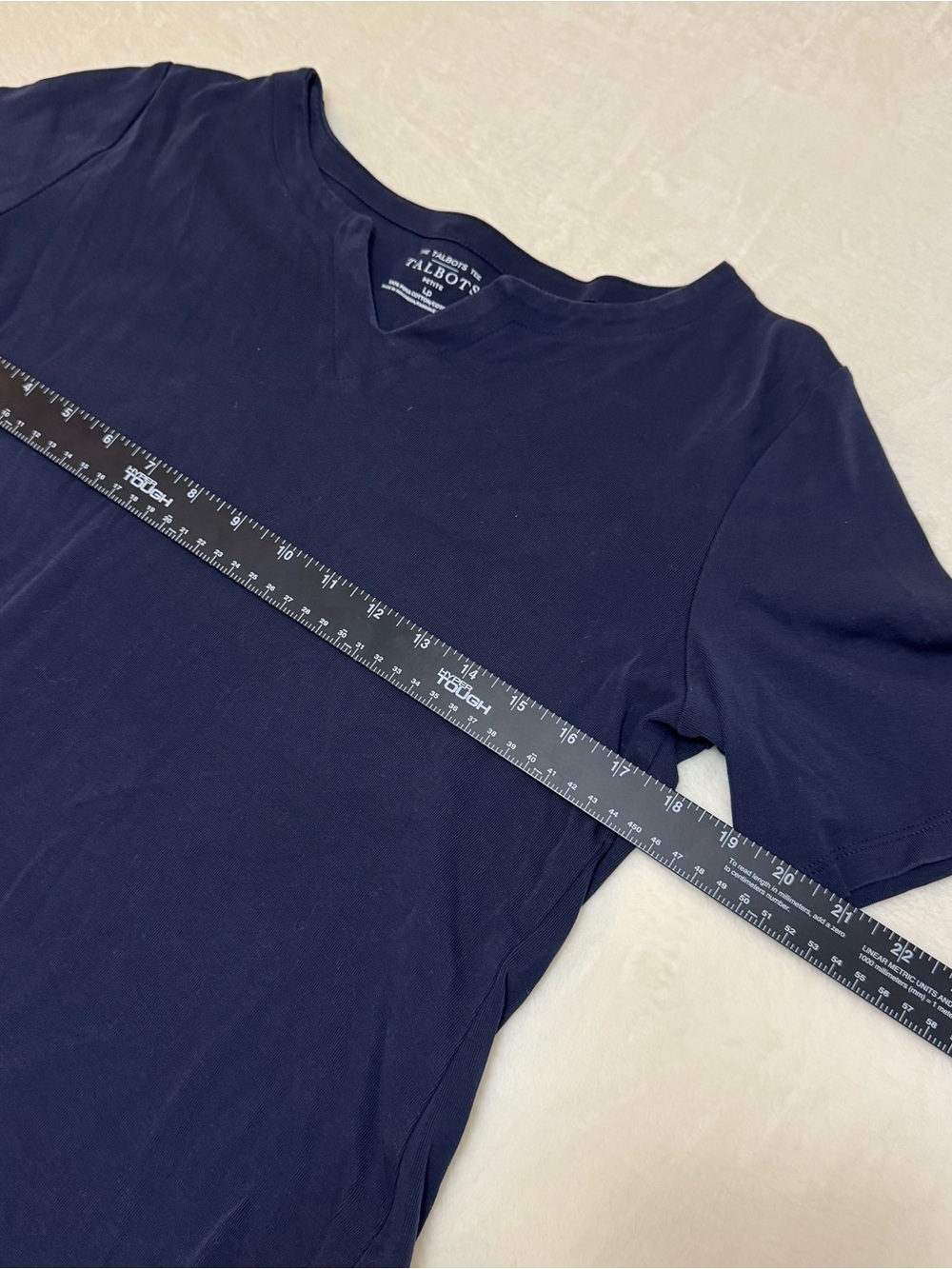 Talbots Navy Short Sleeve V-Notch Crew Tee - Picture 6 of 6